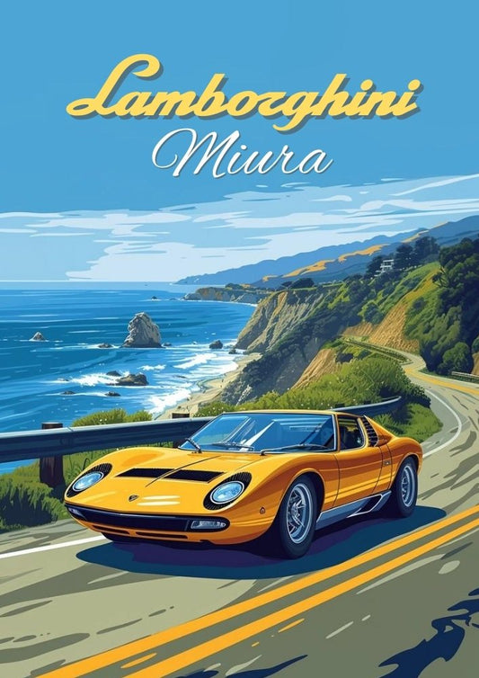 Impression Lamborghini Miura – Décoration murale classique de supercar italienne
