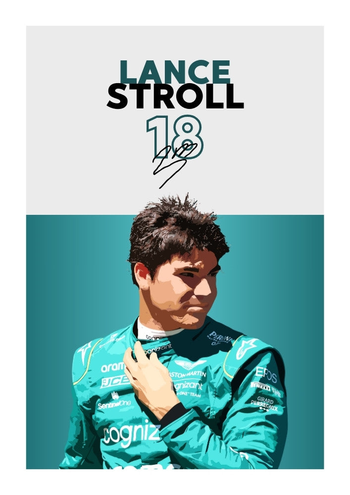 Affiche Aston Martin F1 de Lance Stroll – Décoration murale de pilote canadien