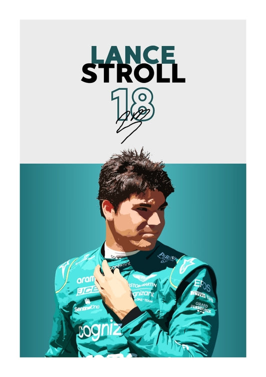Affiche Aston Martin F1 de Lance Stroll – Décoration murale de pilote canadien
