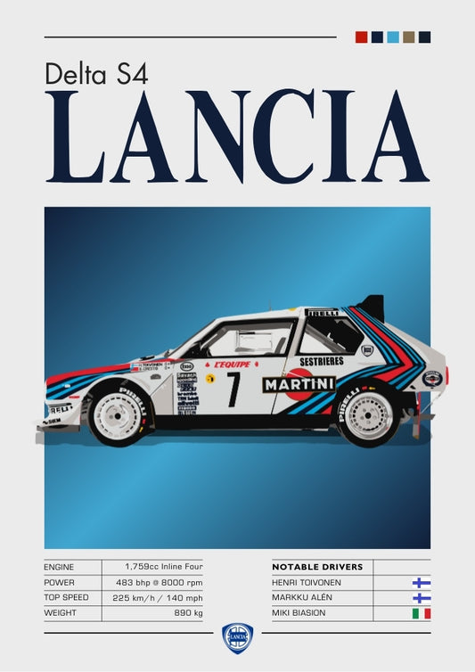 Affiche Lancia Delta S4 – Décoration murale Monster Rallye Groupe B