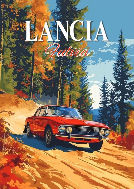 Affiche Lancia Fulvia HF – Décoration murale vintage de rallye