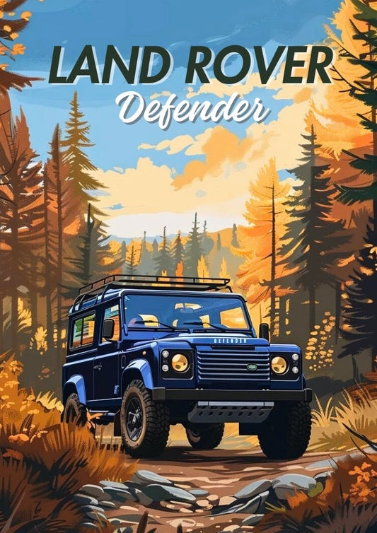 Affiche Land Rover Defender – Affiche murale SUV britannique classique et moderne