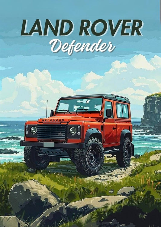 Affiche Land Rover Defender – Impression d'art mural SUV britannique classique et moderne