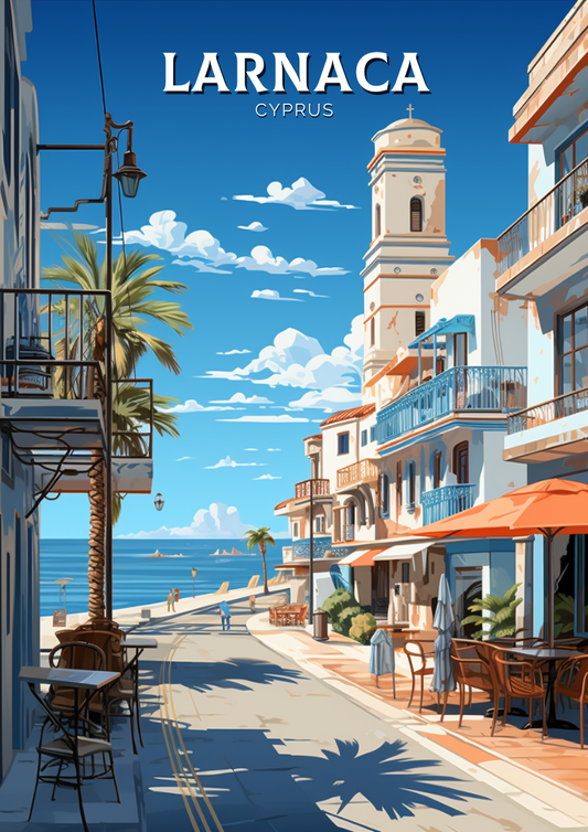 Affiche de voyage de Larnaca - Illustration de Chypre