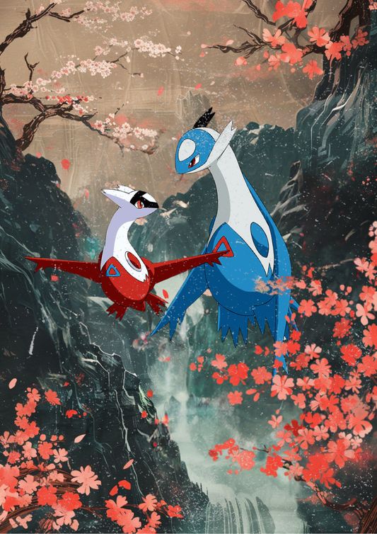 Affiche Pokémon Latias et Latios - Illustration Pokémon légendaire