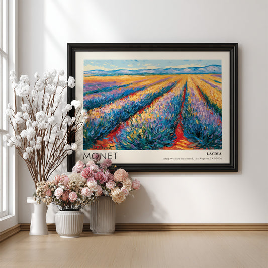Lavande wall art print featuring Monet's lavender fields in vibrant colors