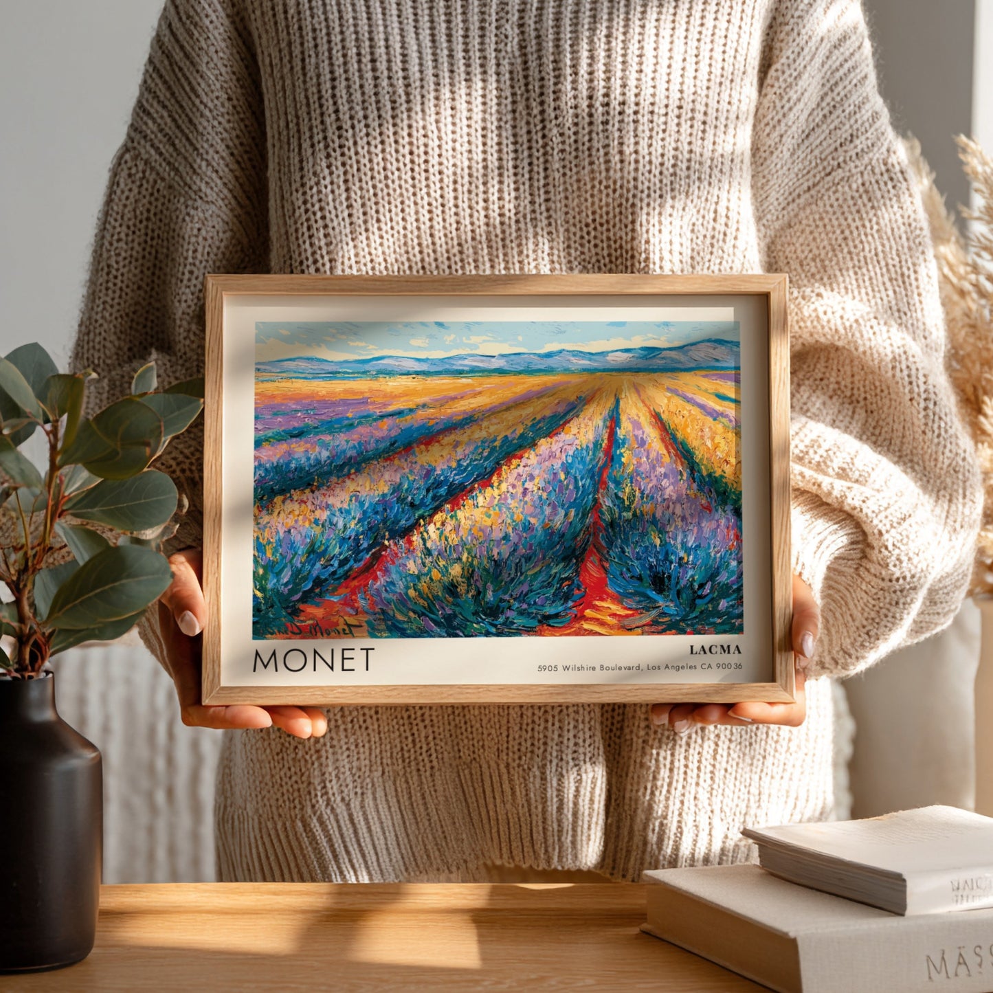 Lavande wall art print featuring Monet's lavender fields in vibrant colors
