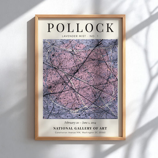 Wall art poster featuring Jackson Pollock Lavender Mist No. 1 with abstract paint drips
