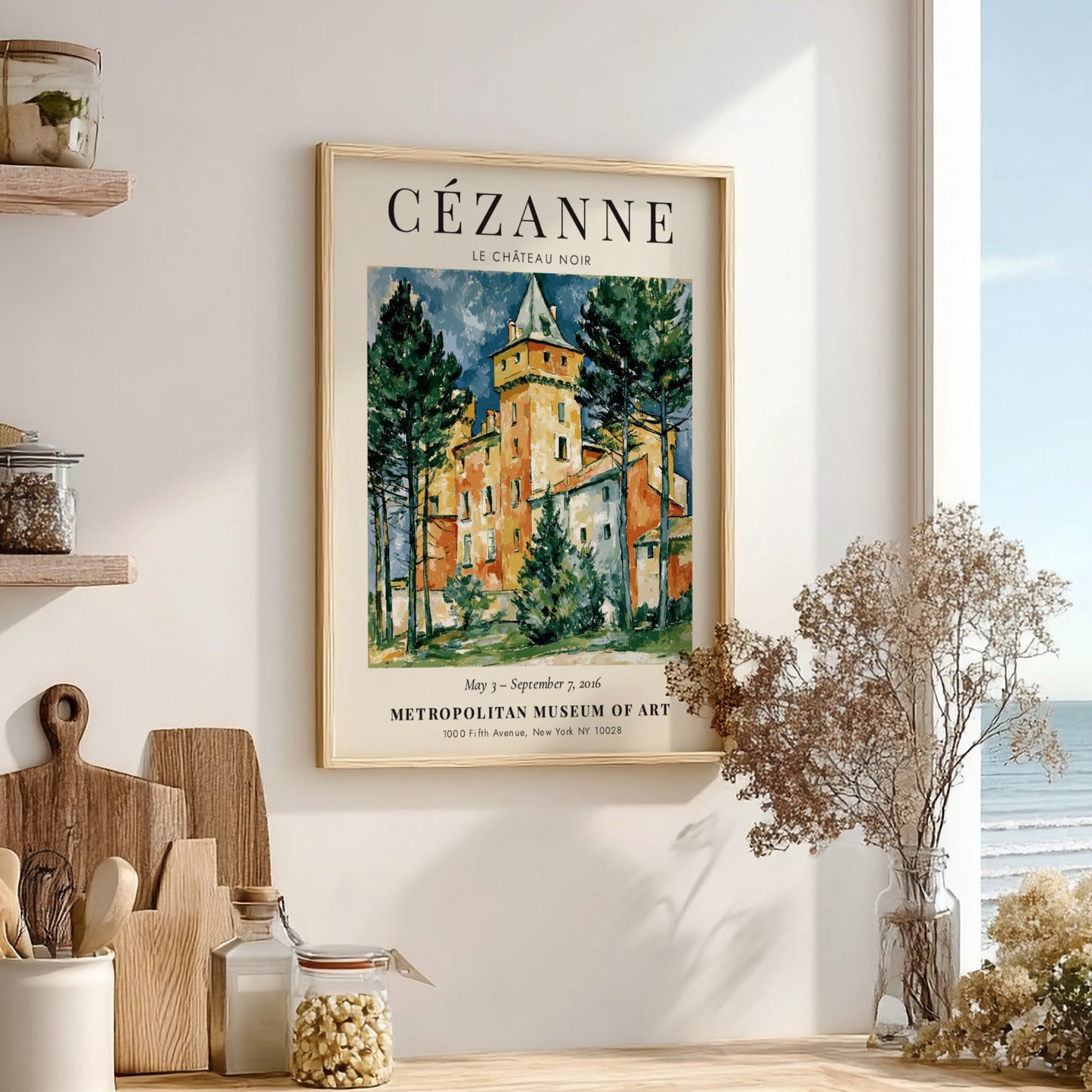 Cézanne exhibition poster featuring Le Château Noir with vibrant colors and impressionistic style