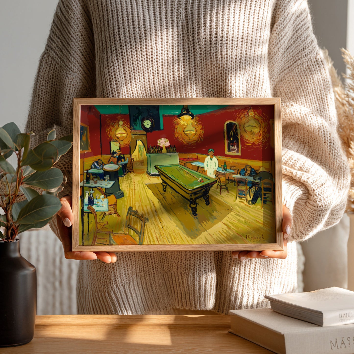 Le café de nuit poster featuring vibrant colors and Van Gogh's expressive style, perfect for wall decor.