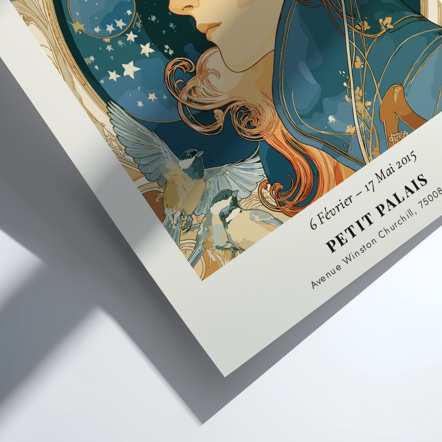 Les Arts - La Musique poster featuring Alphonse Mucha's Art Nouveau style with rich colors and musical motifs