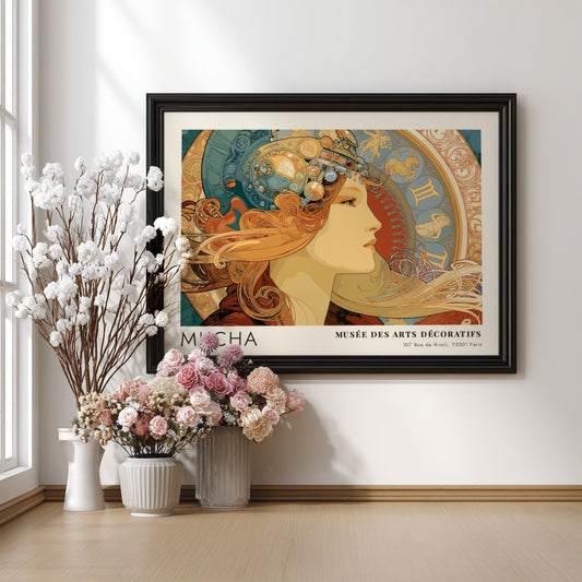 Wall art poster featuring Mucha Musee des Arts Decoratifs Les Heures du Jour design