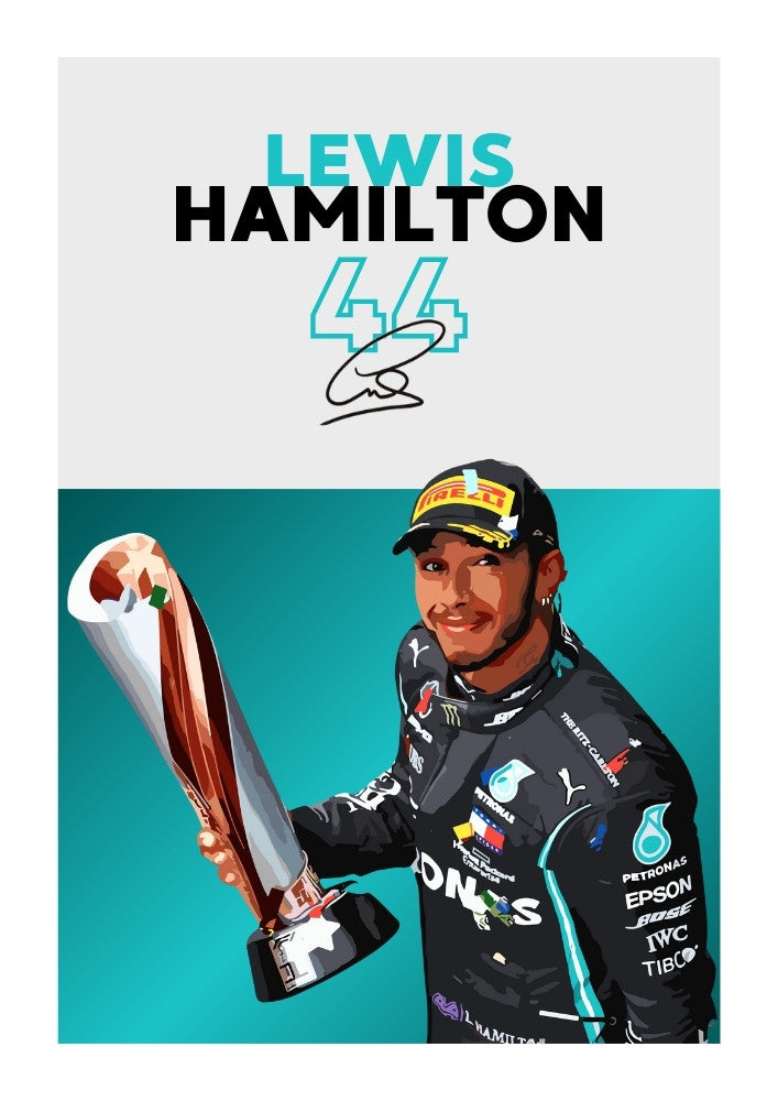 Affiche Mercedes de Lewis Hamilton – Pilote de F1 superstar britannique