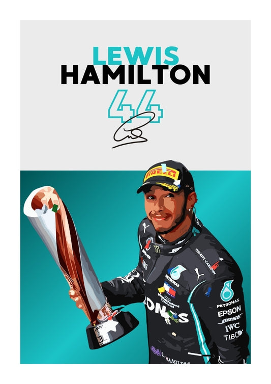 Affiche Mercedes de Lewis Hamilton – Pilote de F1 superstar britannique