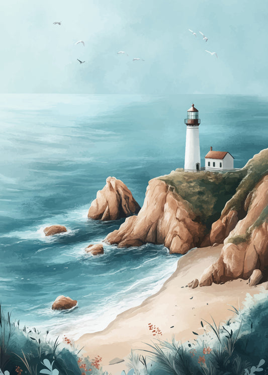 Lighthouse Poster - Beach House Artwork