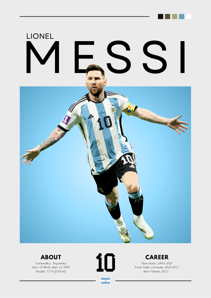 Lionel Messi Poster on Argentina - Iconic Soccer Artwork for Fans