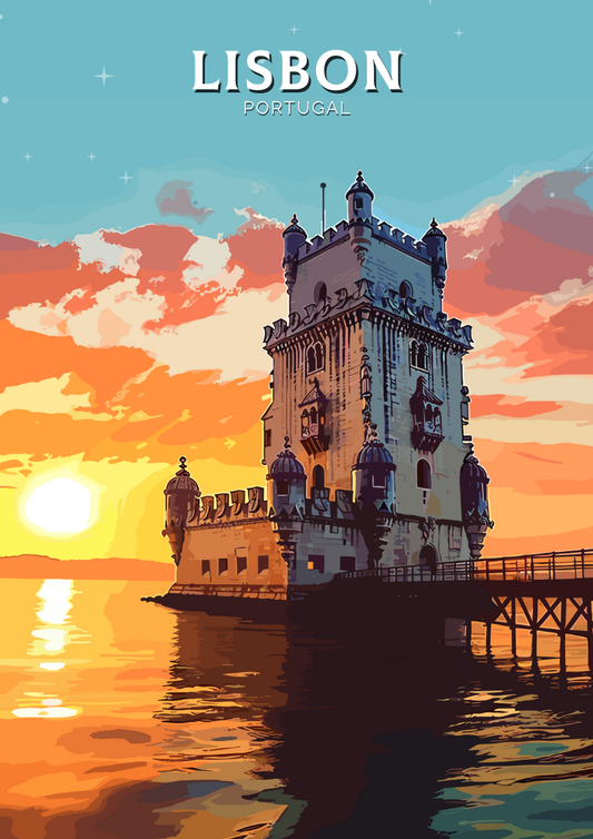 Illustration murale de voyage à Lisbonne - Affiche du Portugal