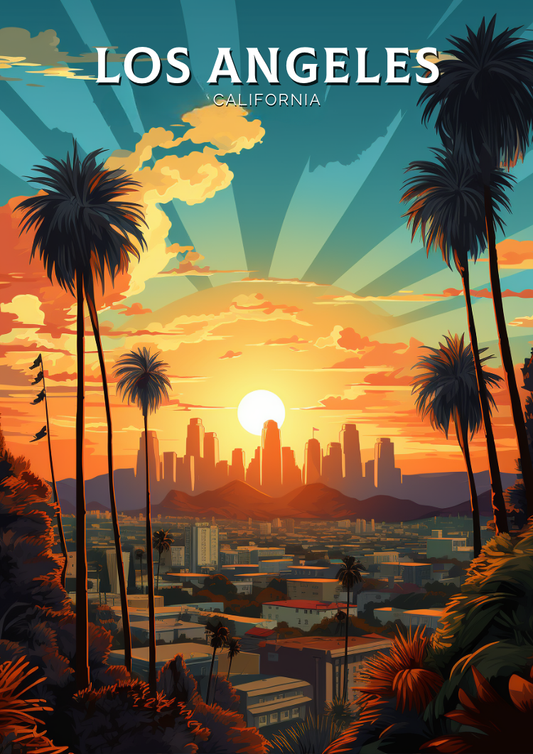 Impression de voyage à Los Angeles - Illustration californienne