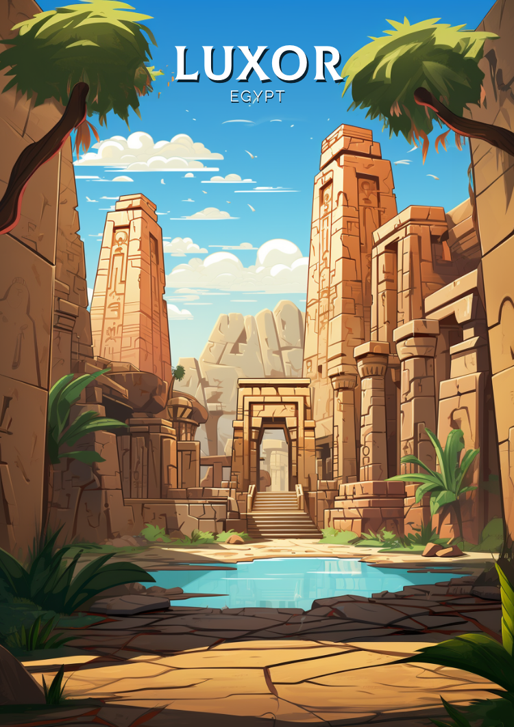 Luxor Travel Poster - Retro Egypt Art