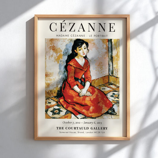 Cézanne Exhibition Poster featuring Madame Cézanne in vibrant red dress