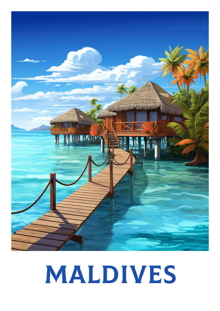 Affiche des Maldives - Impression rétro