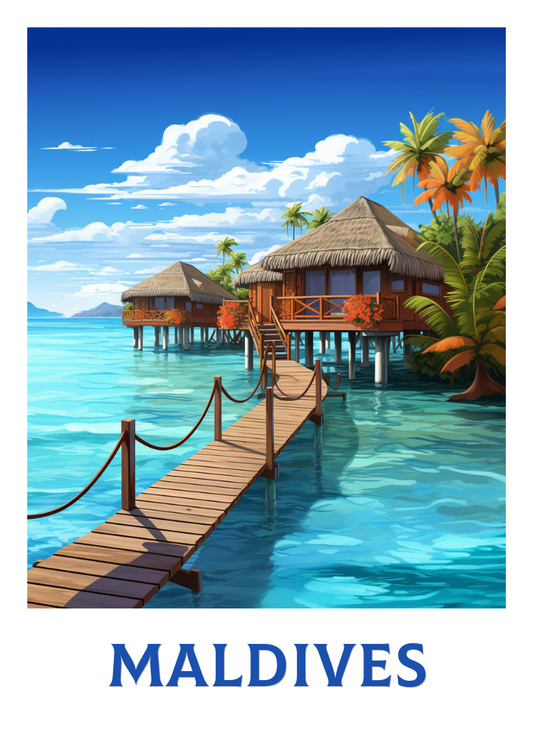 Affiche des Maldives - Impression rétro