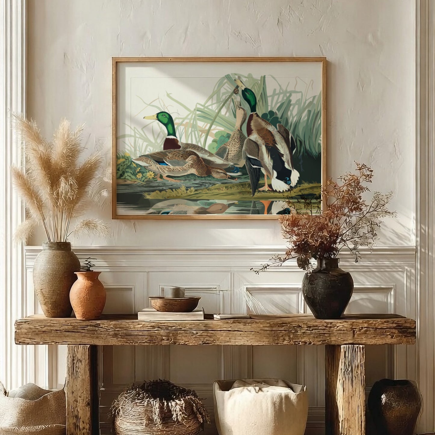 Mallard Duck poster featuring vibrant colors and intricate details, perfect for nature wall art and wildlife