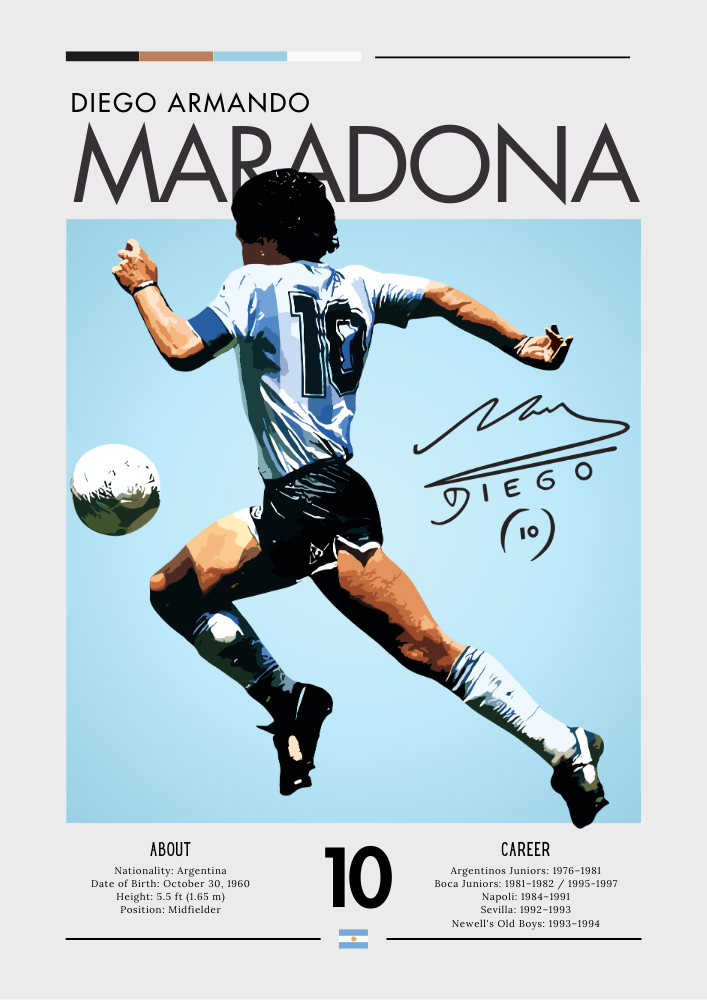 Diego Maradona Argentina Poster - Legendary Football Icon Print