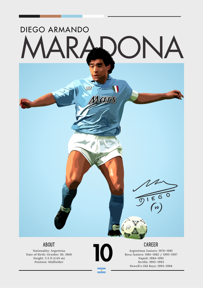 Diego Maradona Napoli Poster - Iconic Football Art Print for Fans