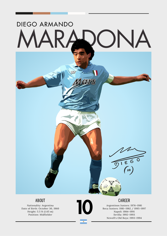 Affiche Diego Maradona Naples - Impression d'art emblématique du football pour les fans