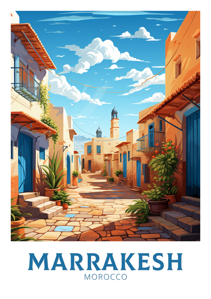 Marrakesh Travel Poster - Retro Morocco Art