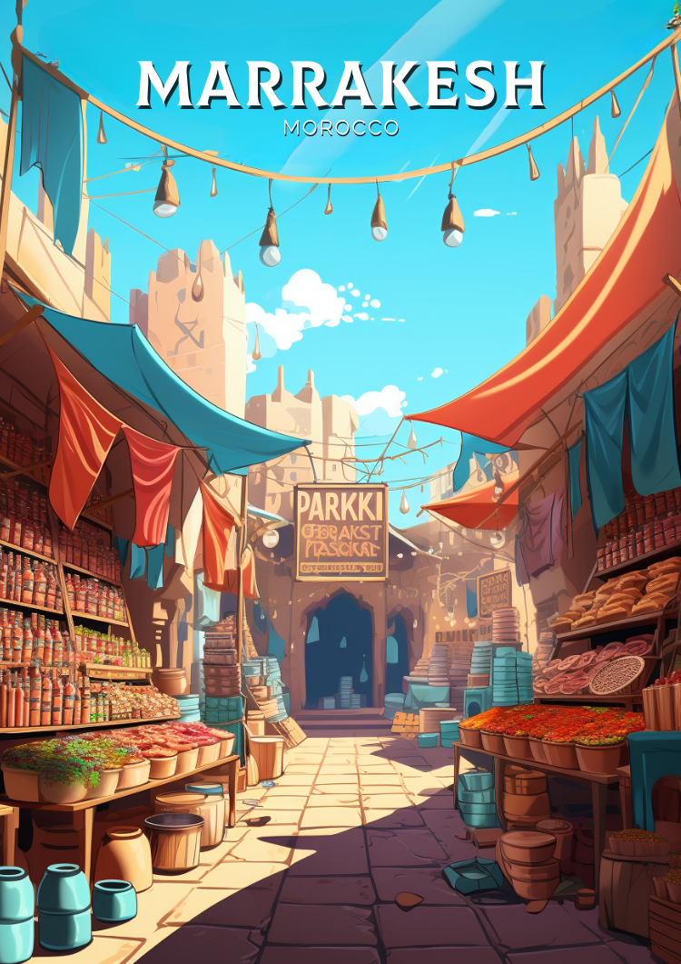 Marrakesh Art Print - Retro Moroccan Culture