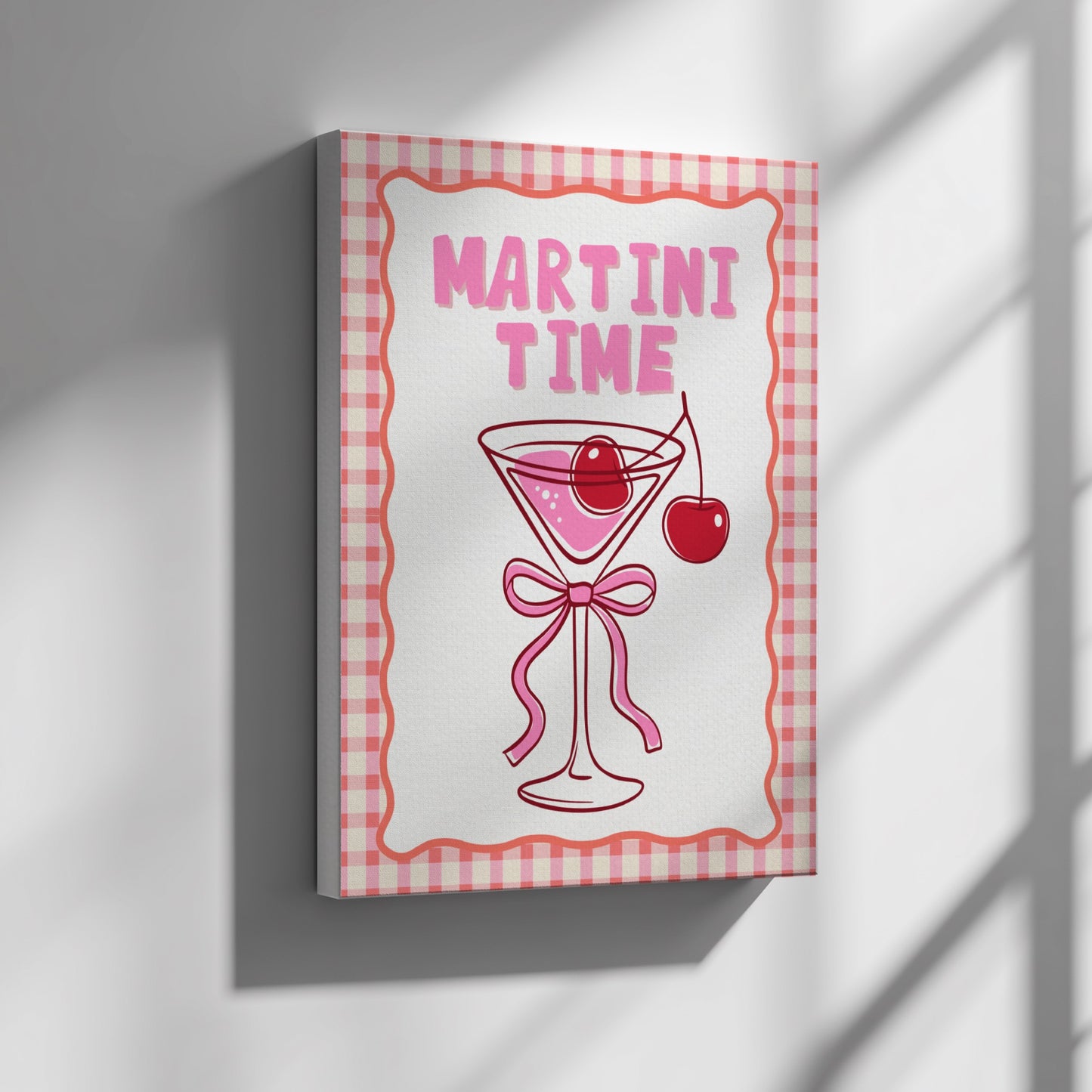 Martini Time Pink Poster - Glamorous Cocktail Wall Art Print
