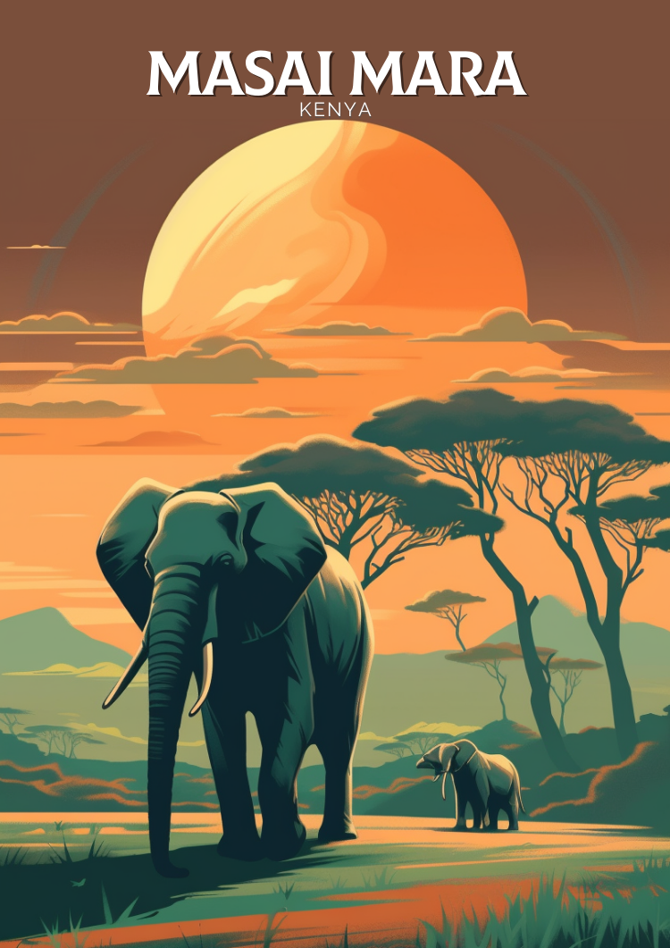 Maasai Mara Vintage Poster - Safari Art