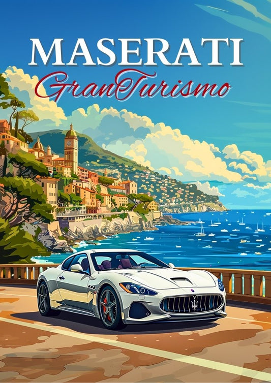 Affiche Maserati GranTurismo – Décoration murale de voiture de sport de luxe italienne