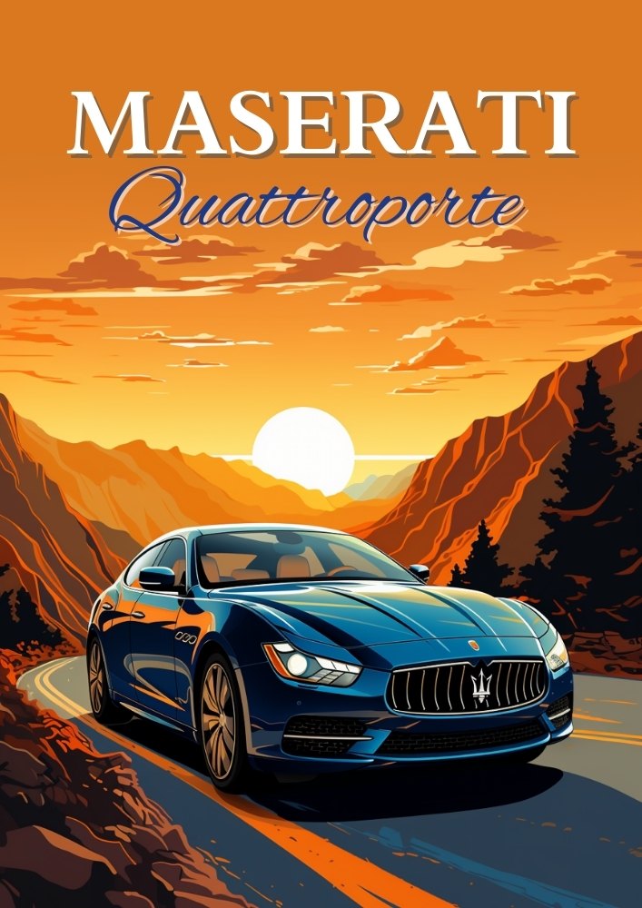 Impression Maserati Quattroporte – Décoration murale de berline sportive de luxe italienne