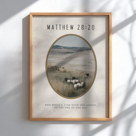 Matthew 28:20 Scripture Print - "I Am With You Always" Wall Art