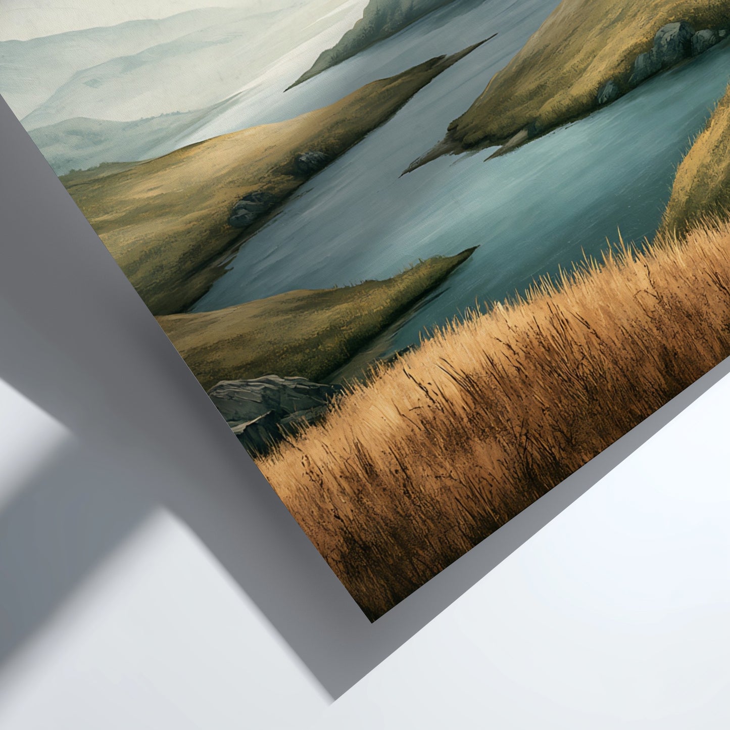 Poster displaying a golden field and river with Matthew 11:28 scripture text overlaid.