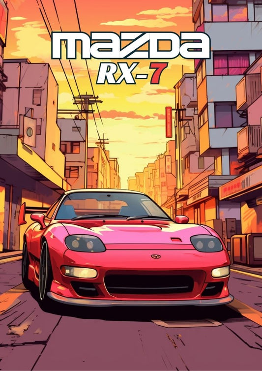 Affiche Mazda RX-7 – Décoration murale emblématique de la voiture de sport japonaise