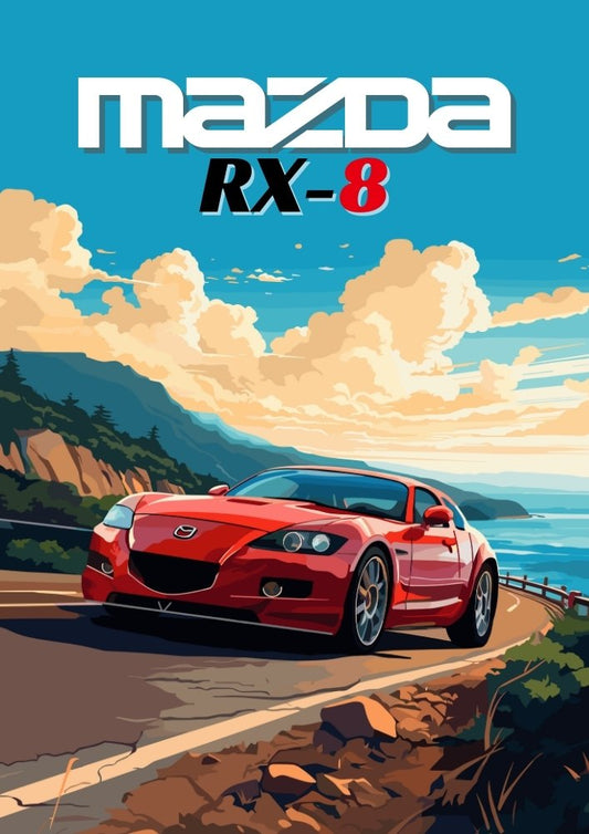 Impression Mazda RX-8 – Décoration murale représentant une voiture de sport japonaise des années 2000