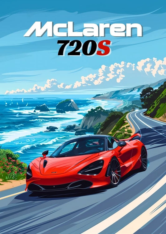 Affiche McLaren 720S – Impression d'art mural représentant une supercar britannique moderne