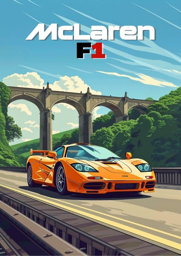 Impression McLaren F1 – Affiche murale classique de supercar britannique