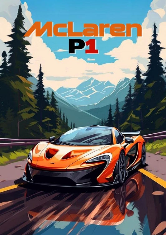 Affiche McLaren P1 – Impression d'art mural moderne représentant une hypercar britannique