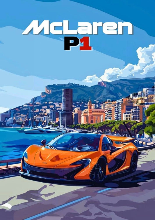 Impression McLaren P1 – Affiche murale moderne représentant une hypercar britannique
