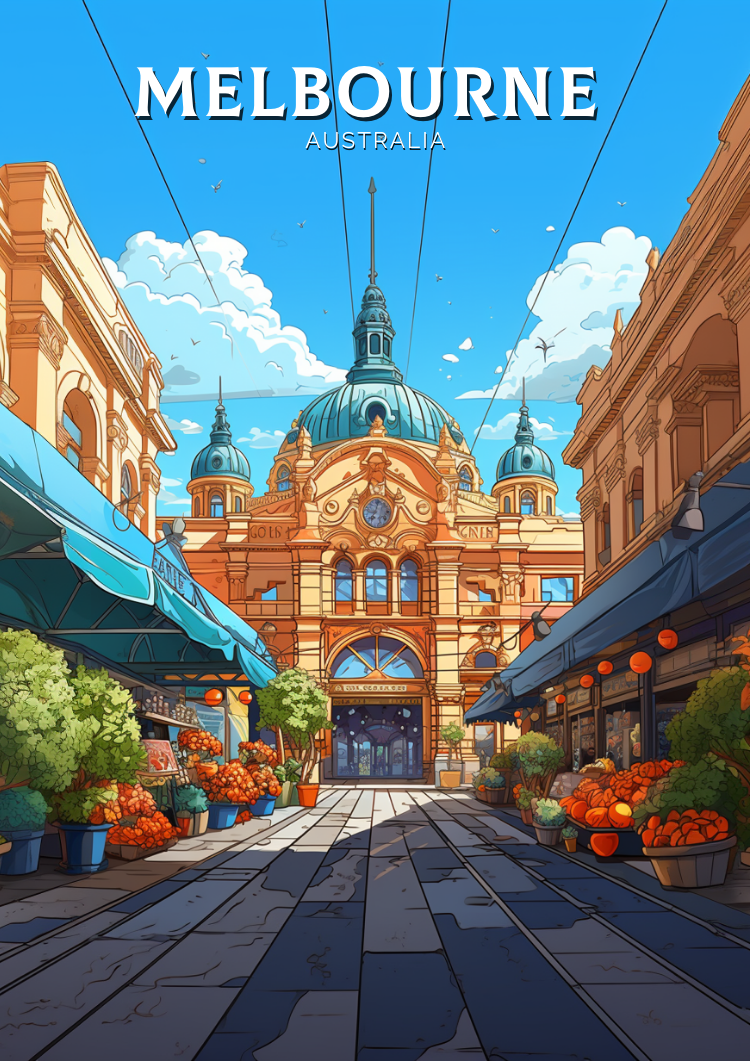 Queen Victoria Market Travel Poster - Wallart Australia