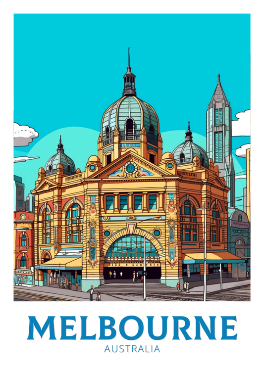 Affiche de voyage de la gare de Flinders - Wallart Australia