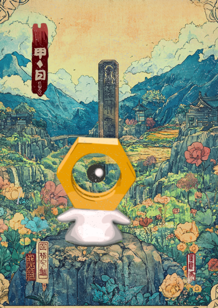 Impression Pokémon Meltan - Pokémon légendaire de style artistique japonais
