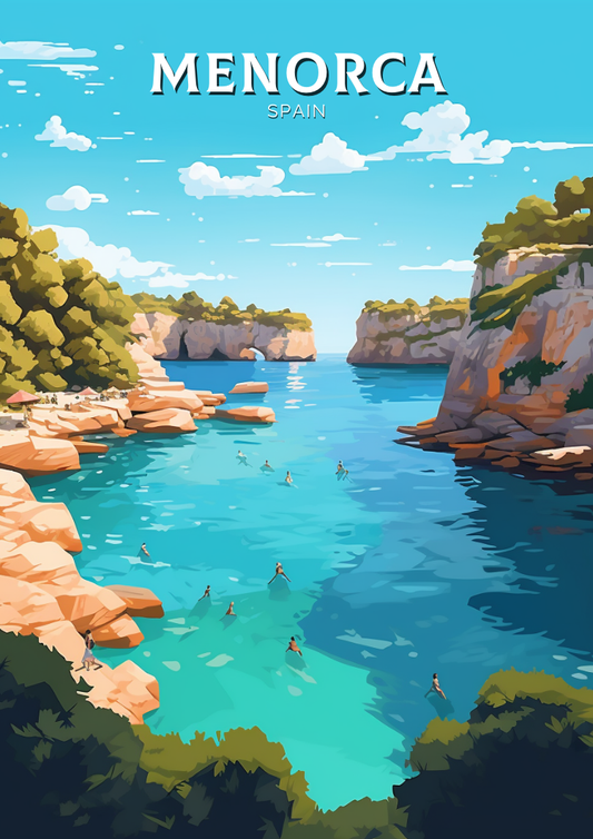 Affiche de voyage de Minorque - Illustration d'Espagne