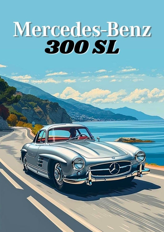 Affiche Mercedes-Benz 300SL – Décoration murale représentant une voiture de sport allemande classique