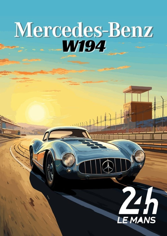 Affiche Mercedes-Benz W194 – Art automobile des 24 Heures du Mans des années 1950